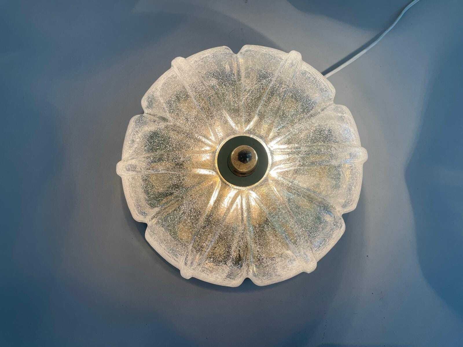 Flower Design Glass And Brass Flush Mount Ceiling Lamp By Limburg, 1960s, Germany photo buy