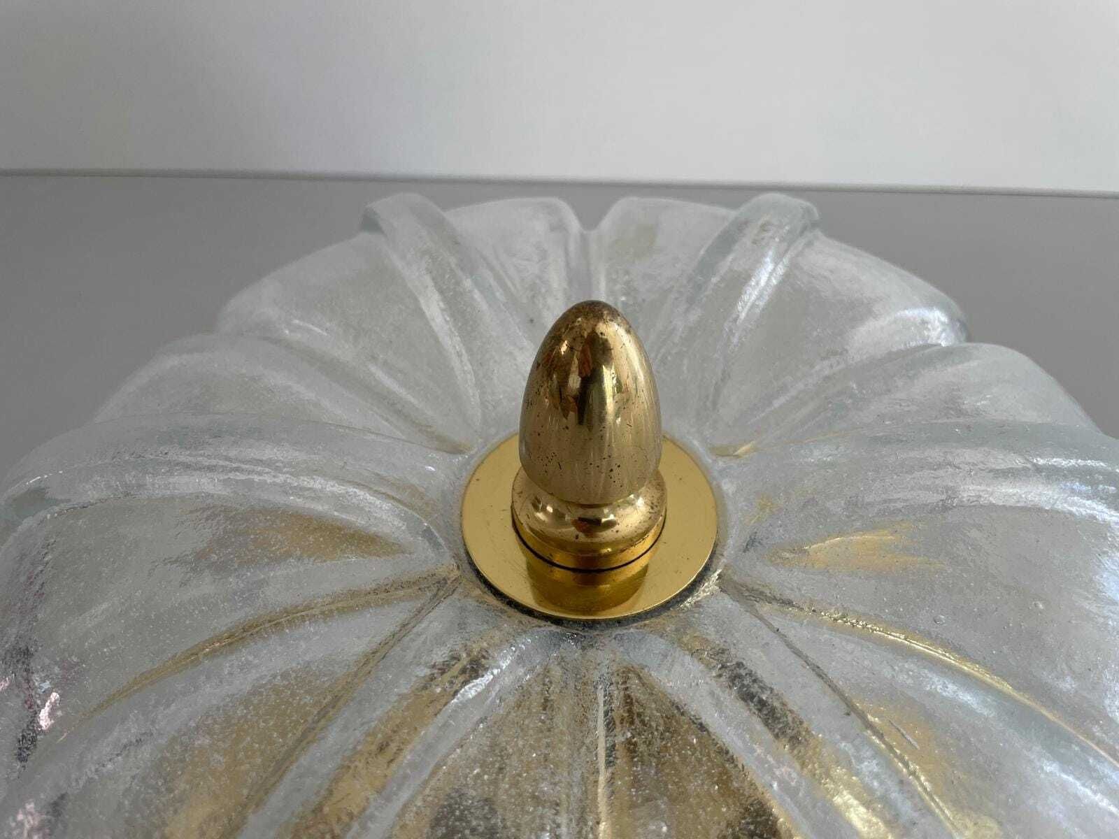 photo furniture Flower Design Glass And Brass Flush Mount Ceiling Lamp By Limburg, 1960s, Germany
