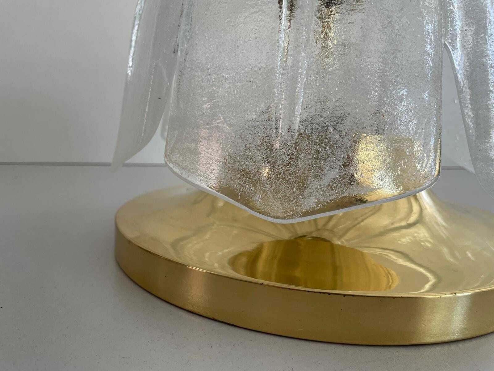 photo for sale Flower Design Glass And Brass Flush Mount Ceiling Lamp By Limburg, 1960s, Germany