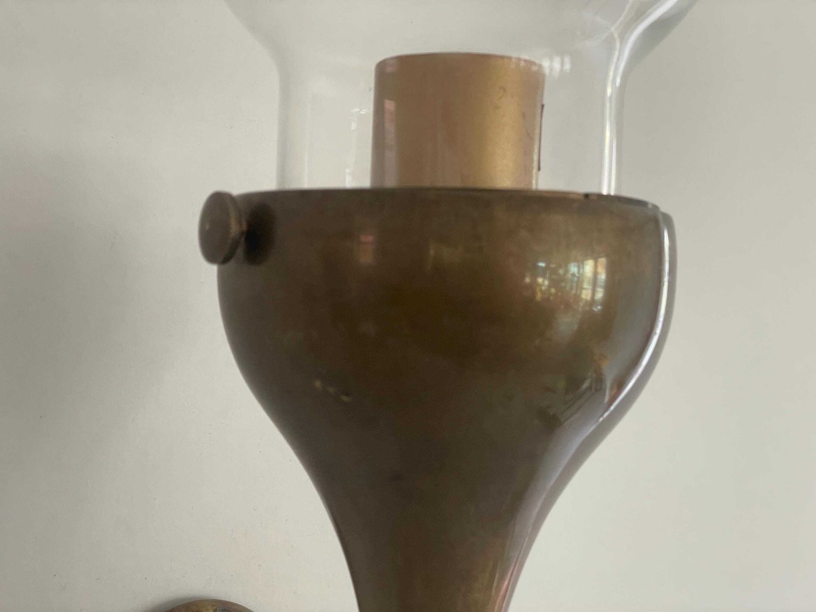 Bronze And Glass Pair Of Wall Lamps, 1960's, Italy photo furniture