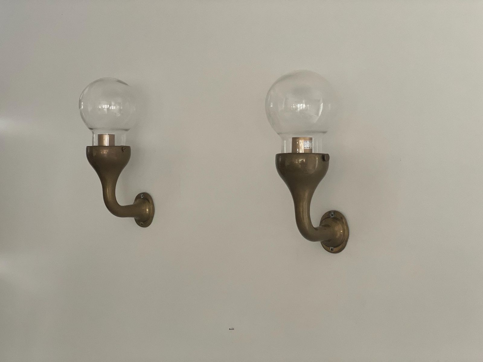 Bronze And Glass Pair Of Wall Lamps, 1960's, Italy photo Lighting