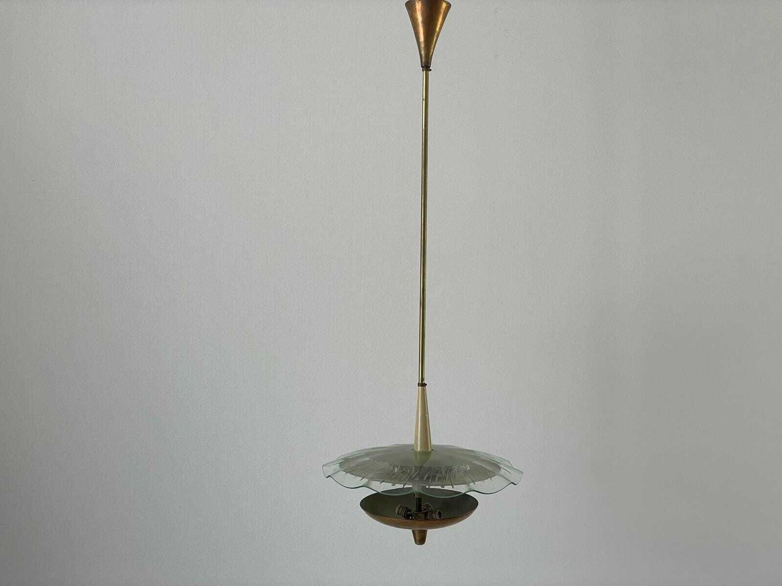 Brass And Glass Ceiling Lamp Attributed To Gino Sarfatti For Arteluce, 1950s, Italy photo for sale