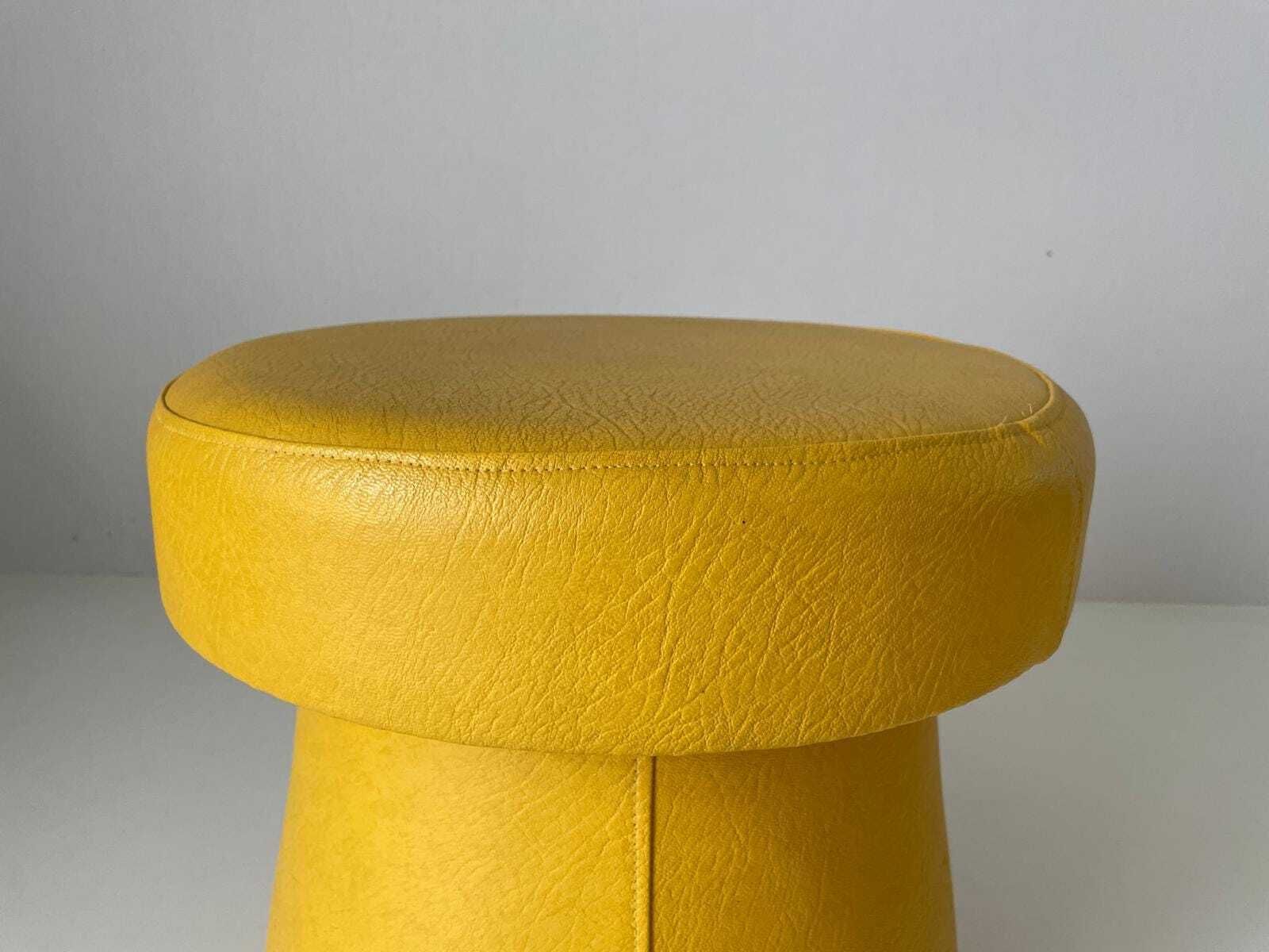 Yellow Faux Leather Pair Of Pouf Stools With Hidden Storage Space photo buy