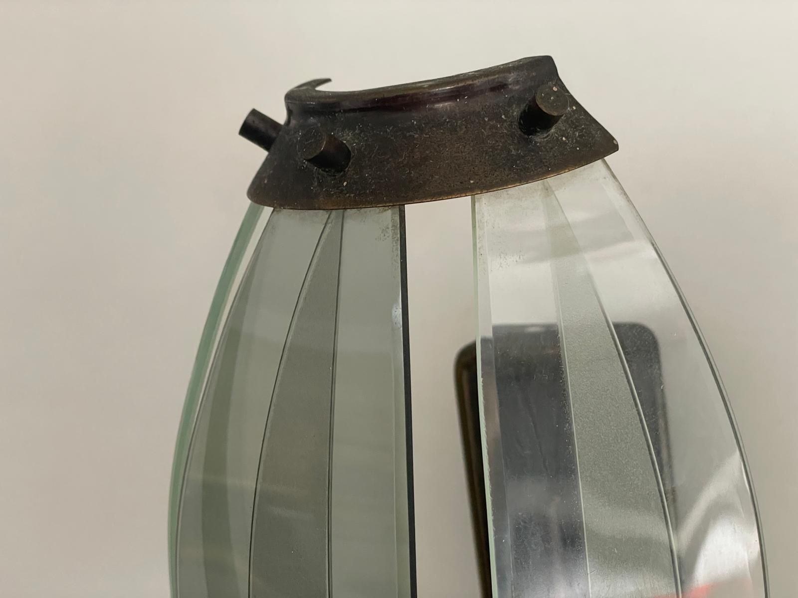 Italian Curved Glass And Metal Set Of 3 Sconces, 1950s, Italy photo buy