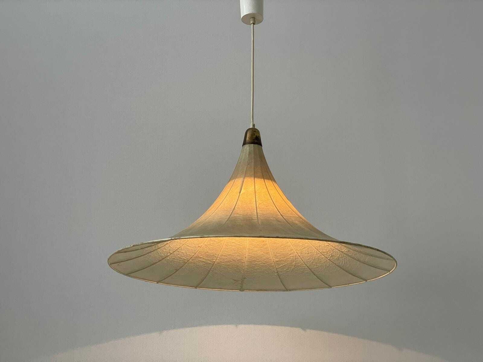 Trumpet Design Italian Xxl Cocoon Pendant Lamp, 1960s, Italy photo vinterior