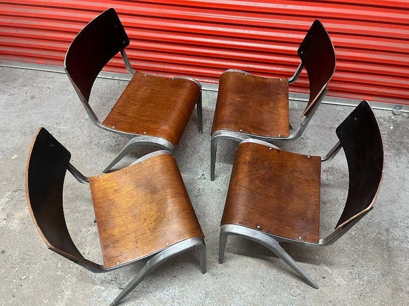 Esavian Stacking Chairs By James Leonard For Esa, 1950s, Restored, Pair photo for sale