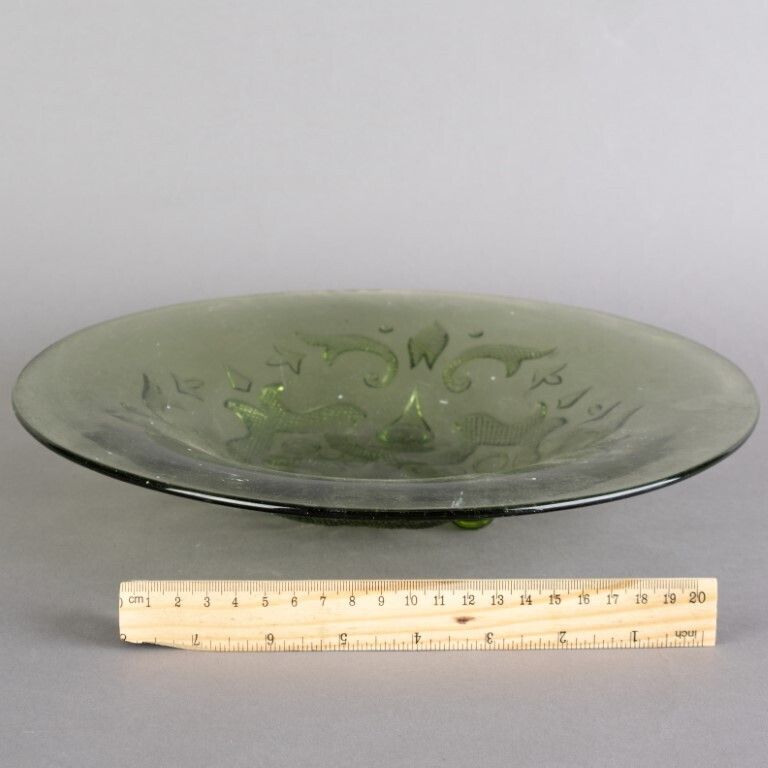 Antique Art Nouveau Cut Glass Fruit Centrepiece Plate photo for sale
