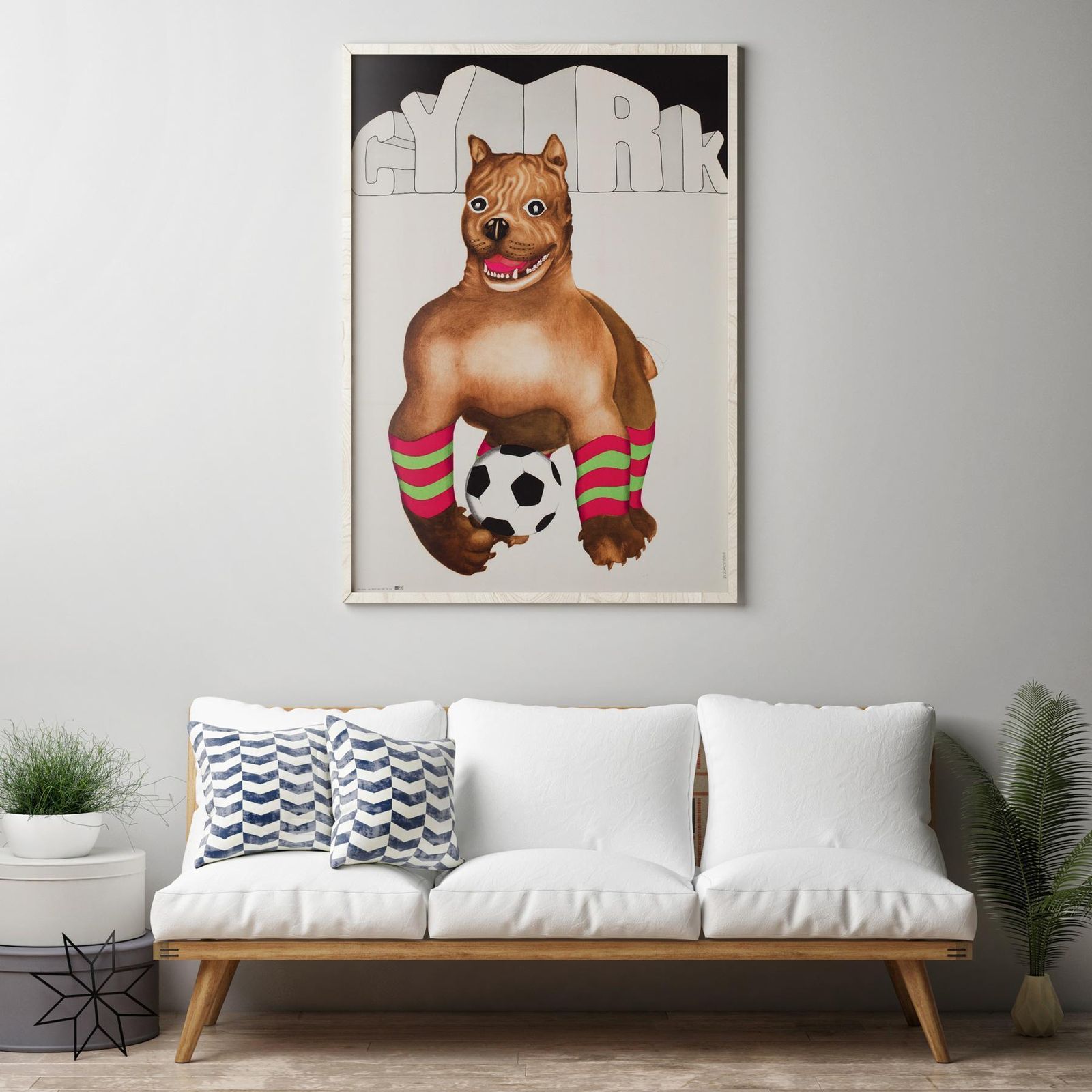 Cyrk Football Dog 1973 Polish Circus Poster, Danuta Zukowsaka photo furniture