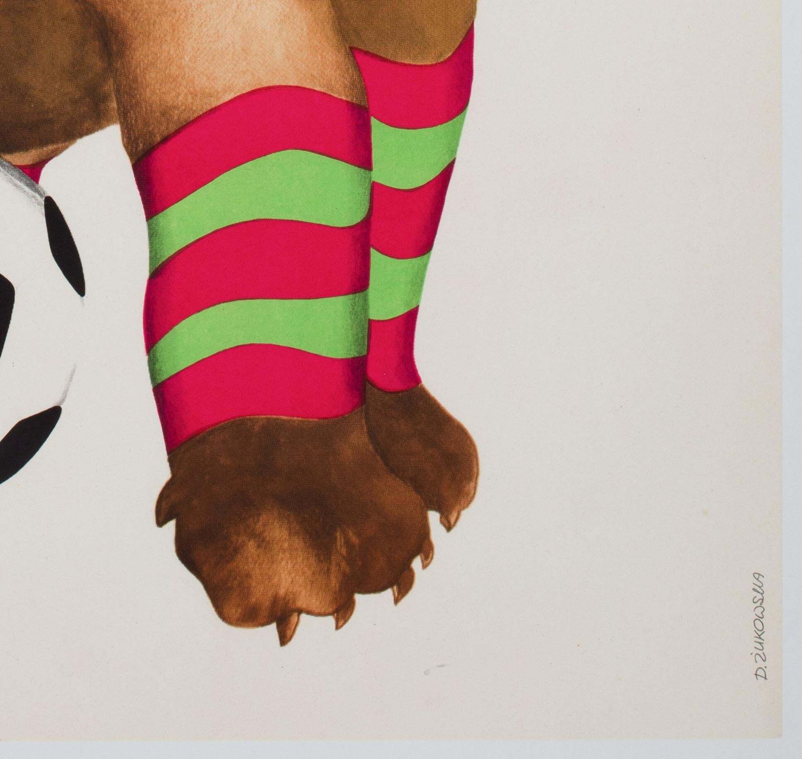 Cyrk Football Dog 1973 Polish Circus Poster, Danuta Zukowsaka photo vintage