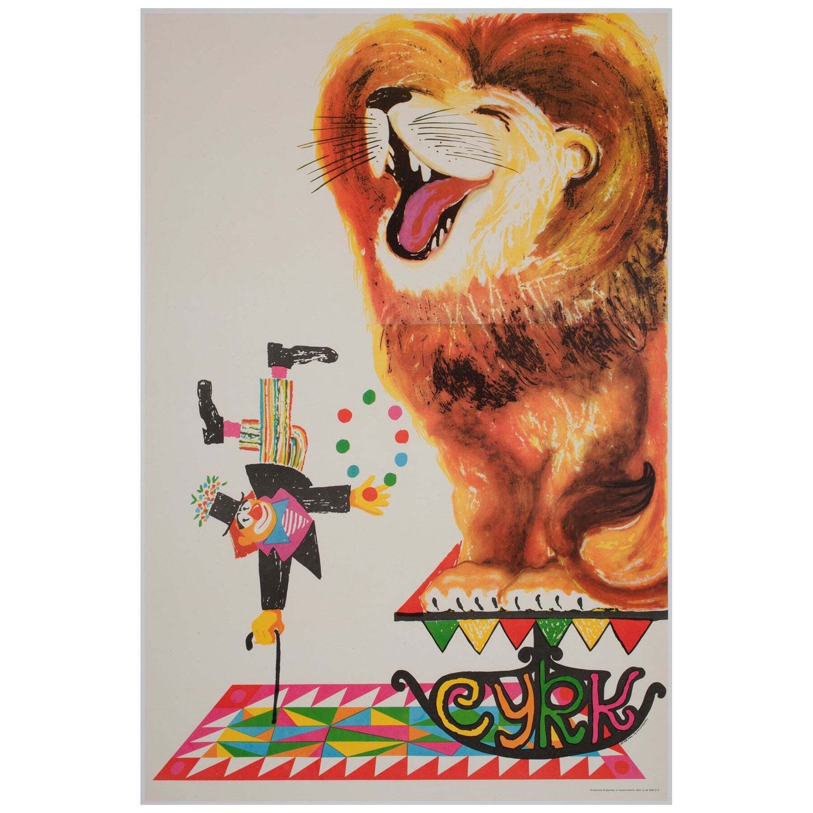 Cyrk Polish Circus Poster Clown And Lion R1982, Miedza Tomaszewski
