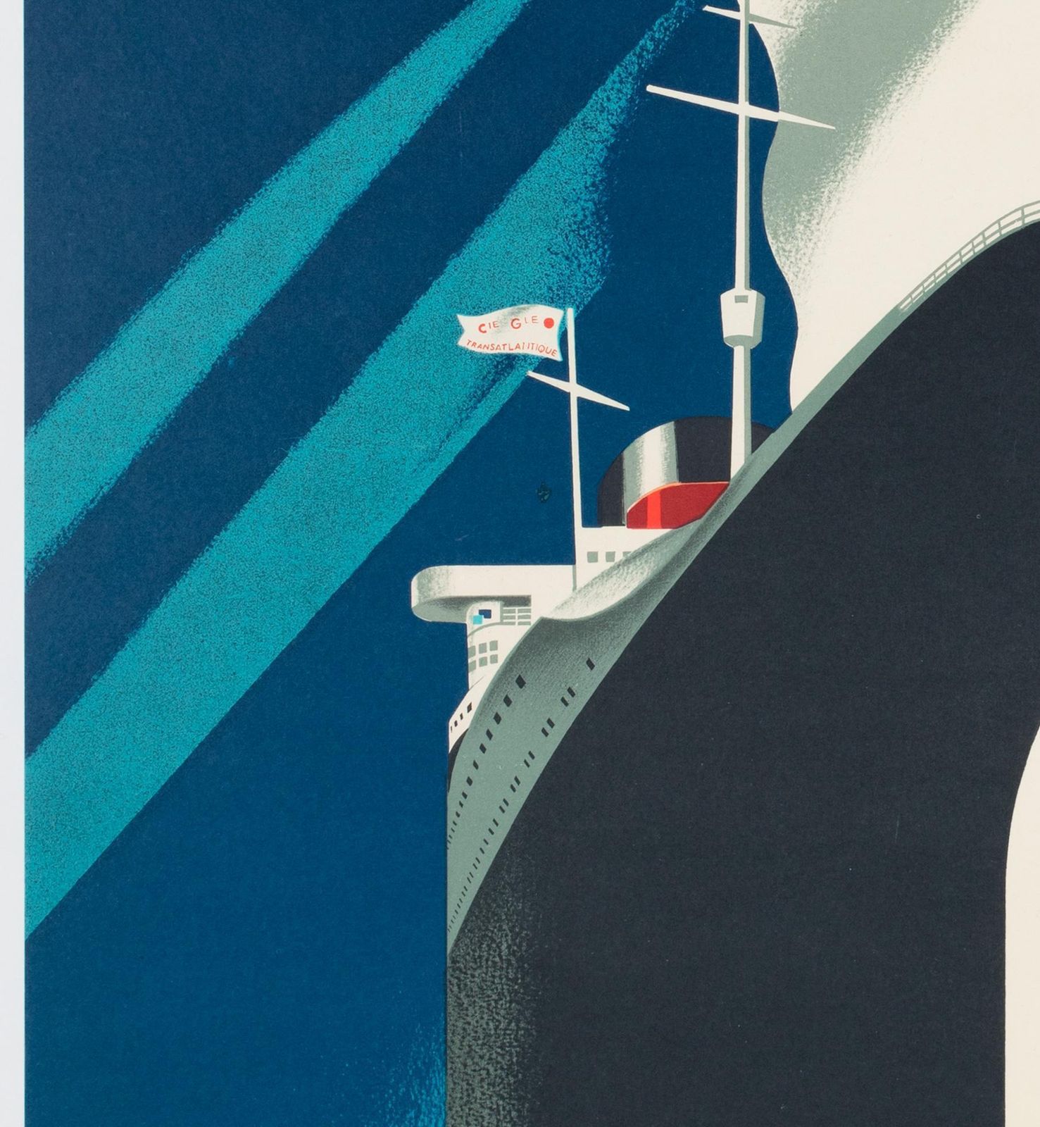 Cie Gle Transatlantique 1950s French Line Large Travel Poster, Paul Colin photo 2122.0