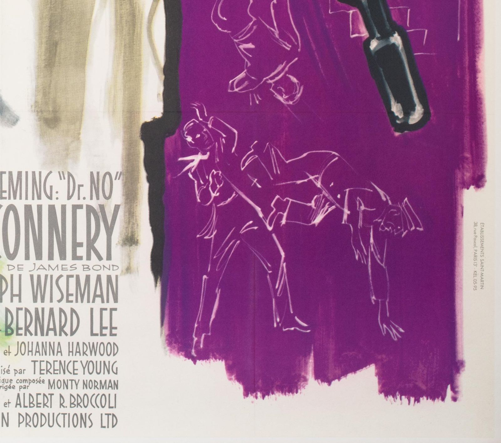 DR. No 1963 French Grande Film Movie Poster Purple Style, Bond, Boris Grinsson photo vintage