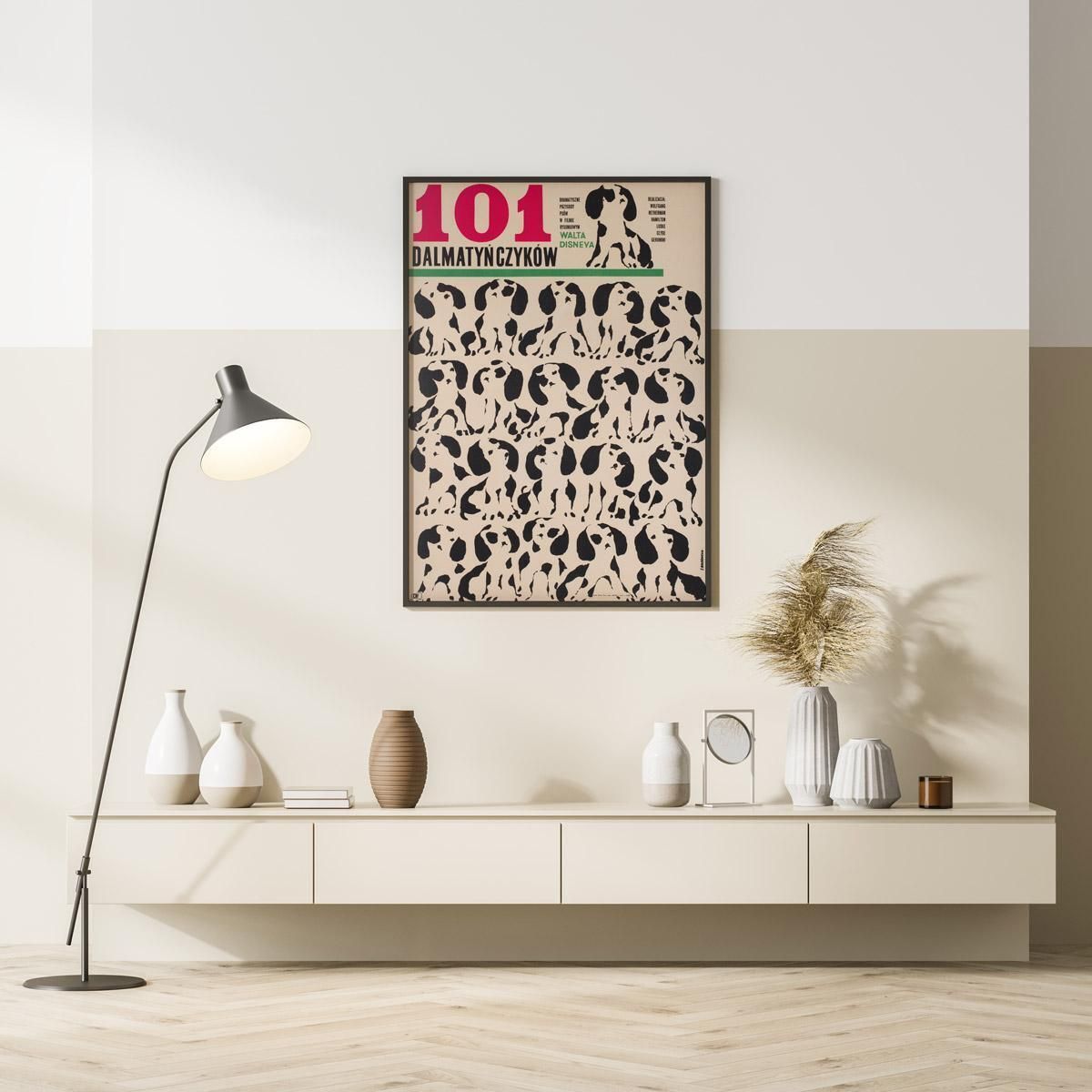 101 Dalmatians Original 1966 Polish Film Movie Poster,  Disney Liliana Baczewska photo furniture