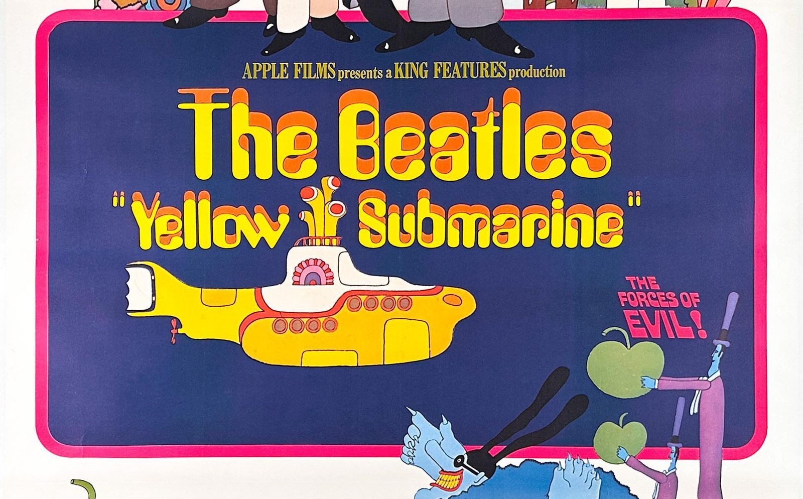 Yellow Submarine The Beatles 1968 Us 3 Sheet Film Poster, Heinz Edelmann photo Art