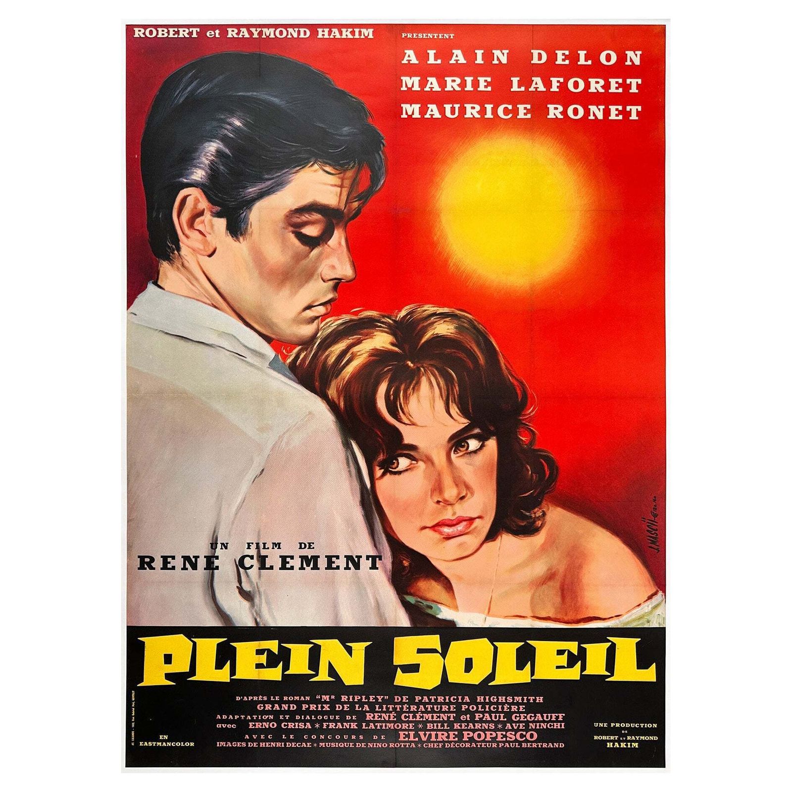 Plein Soleil / Purple Moon 1960 French Grande Film Movie Poster, Jean Mascii