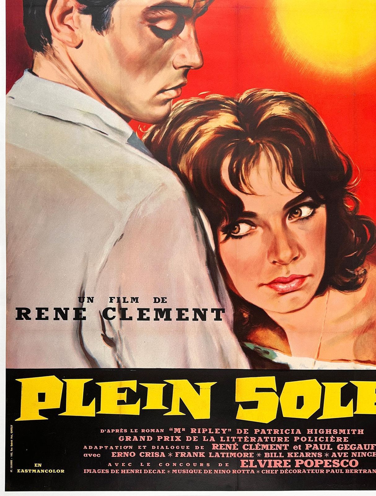 Plein Soleil / Purple Moon 1960 French Grande Film Movie Poster, Jean Mascii photo Art