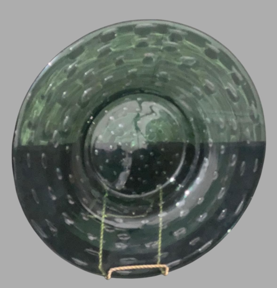 Mid Century Murano Bullicante Glass Centerpiece Bowl In Pale Green photo for sale