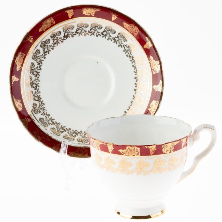 Royal Stafford Gilt Porcelain Teacup With Saucer