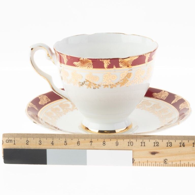 Royal Stafford Gilt Porcelain Teacup With Saucer photo for sale