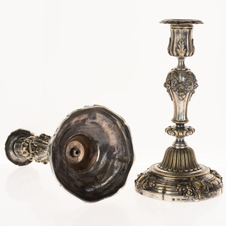 Rare Antique French Pair Of Christofle Silver Plated Georgian Style Candelabras photo furniture