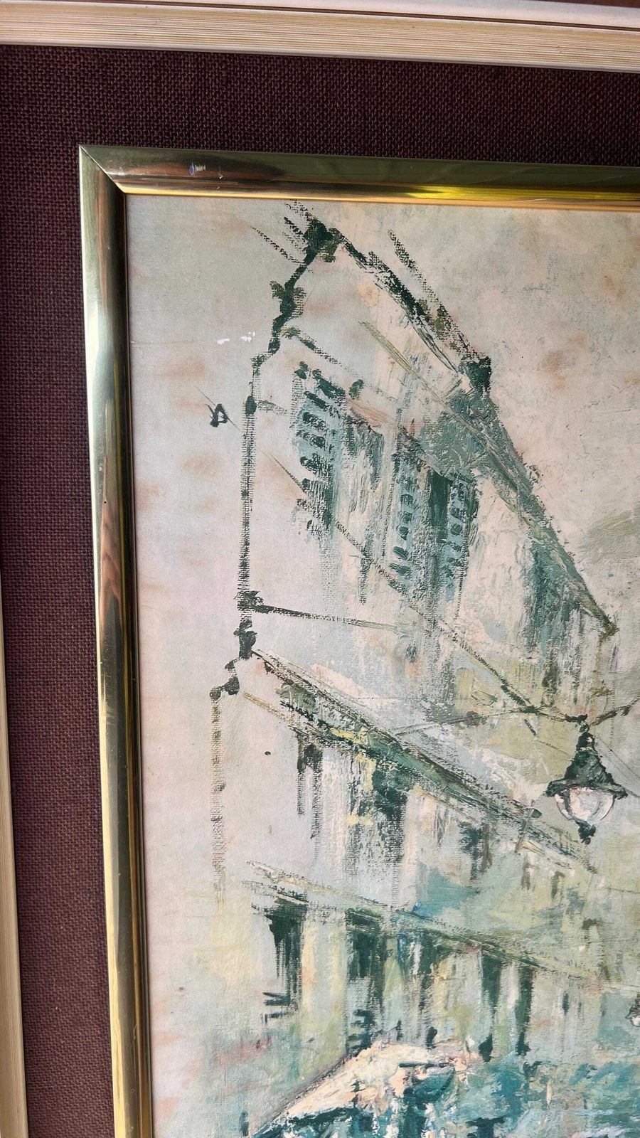 1960s Impressionist Oleograph Of The Shambles After Ben Maile photo for sale