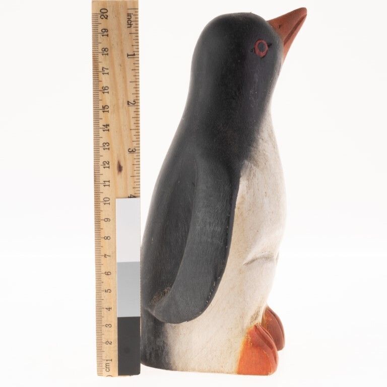 Antique Folk Art Carved Wooden Polychrome Penguin Figure photo furniture