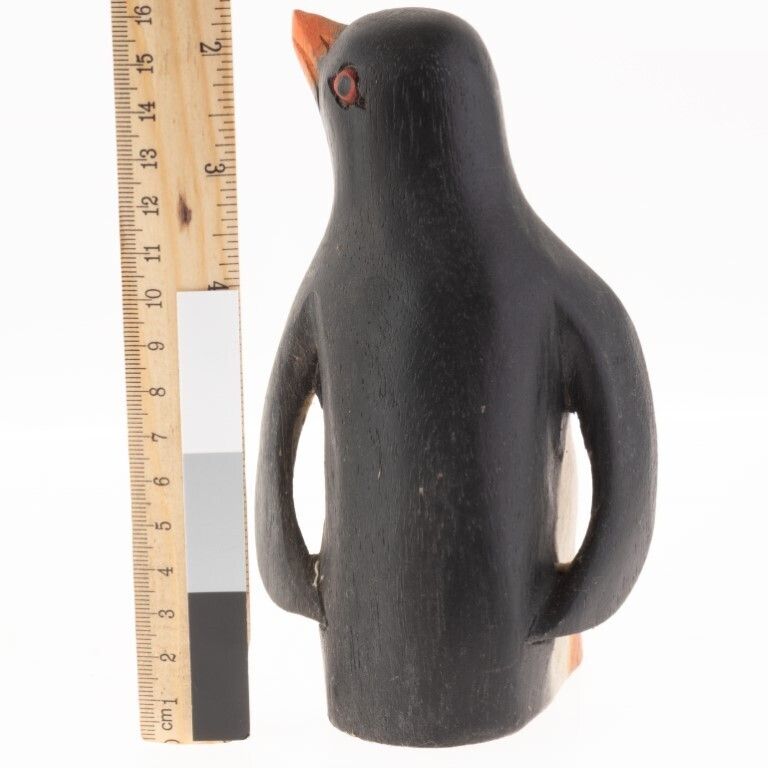Antique Folk Art Carved Wooden Polychrome Penguin Figure photo furniture