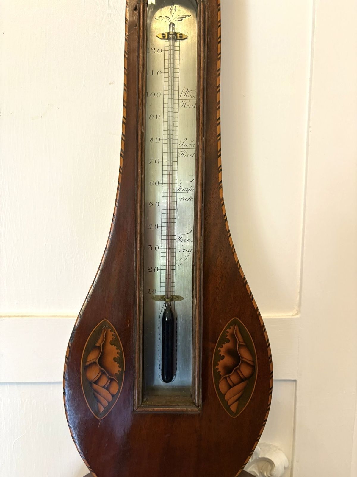 Antique Quality Mahogany Shell Inlaid Banjo Barometer photo vintage