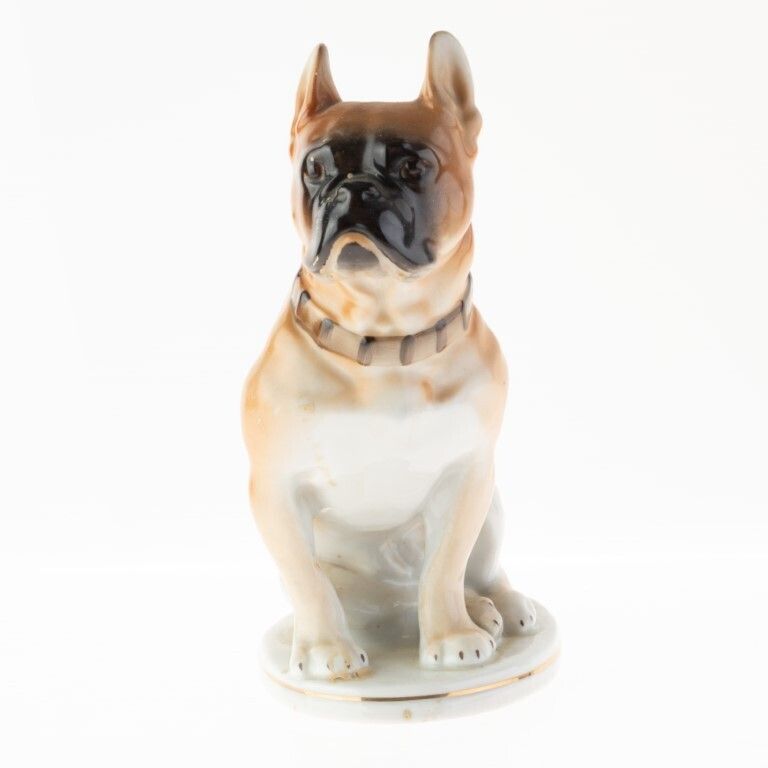 Mid Century Russian Ussr Ceramic Porcelain Pottery Pit Bull Dog Figure