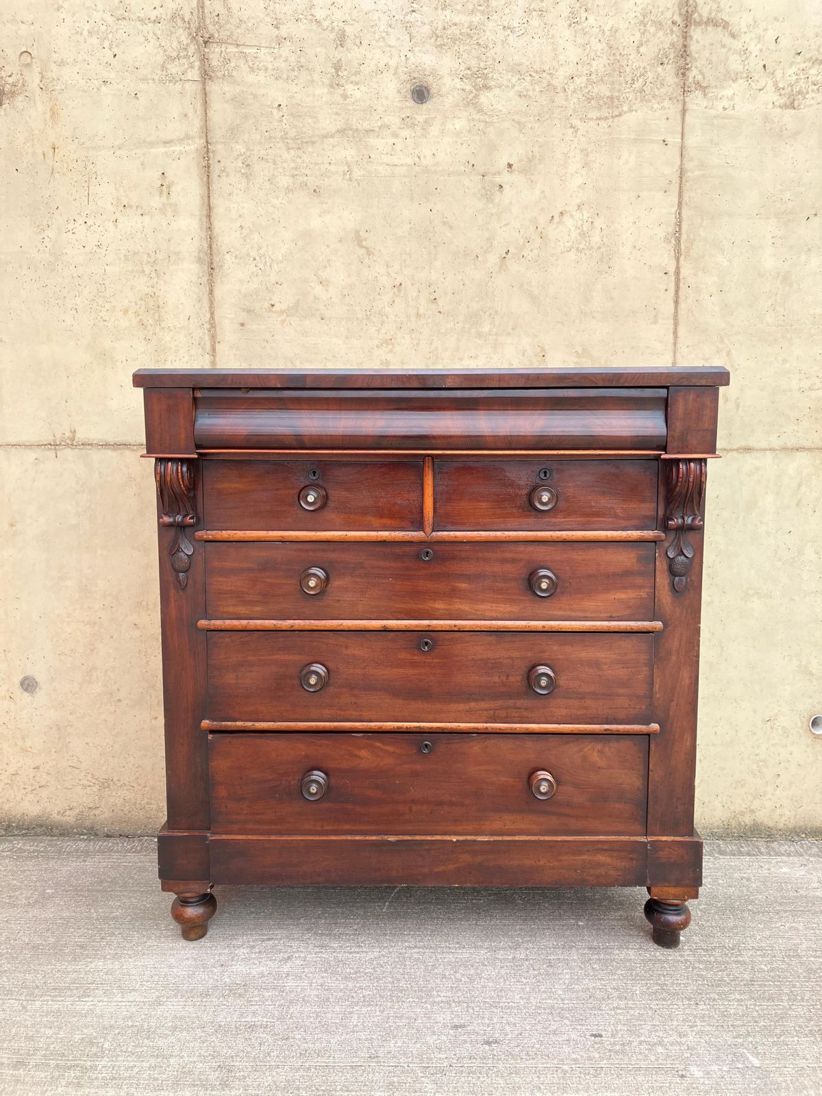 Large Antique Victorian Solid Mahogany Chest Of Drawers photo for sale