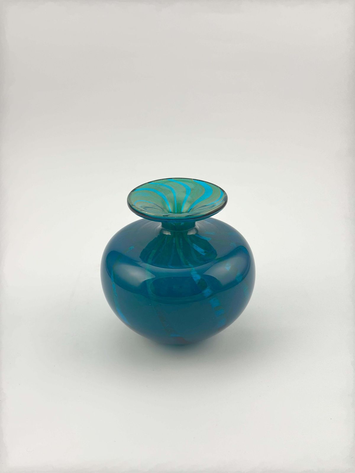 Mdina Glass Azure Blue And Turquoise ‘Ming’ Bottle Vase, Malta, 1970s photo for sale