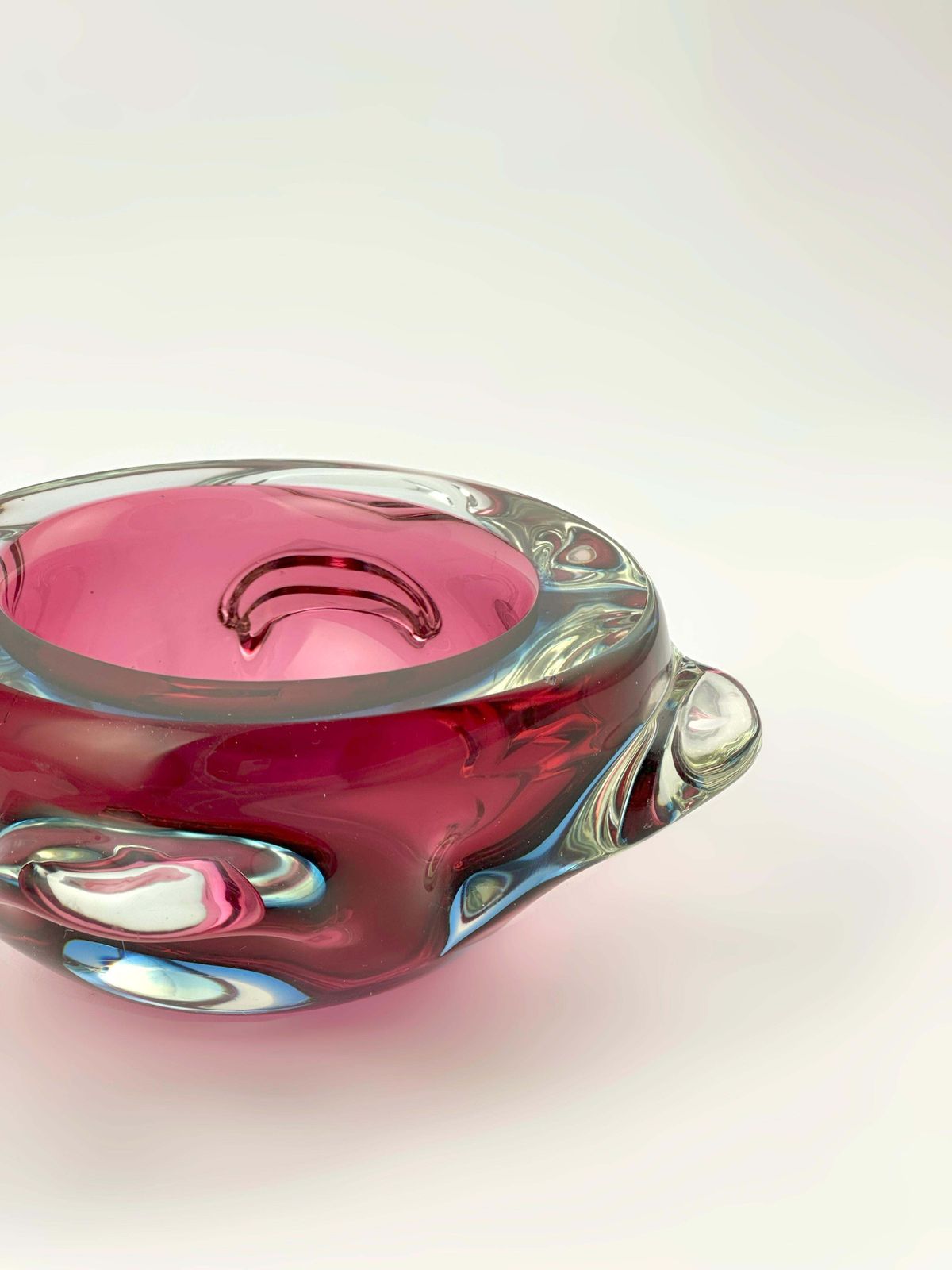 Pink And Blue Murano Sommerso Geode Bowl, Flavio Poli Seguso, Circa 1970s Italy photo for sale