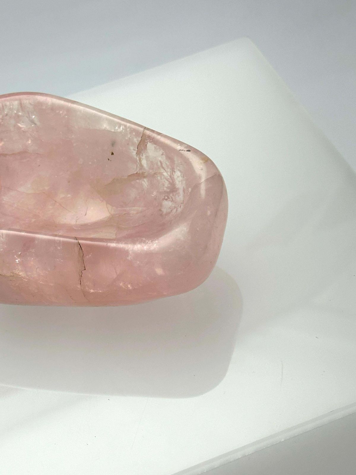 Rose Quartz, Natural Crystal, Polished Freeform Bowl, Brazil photo for sale
