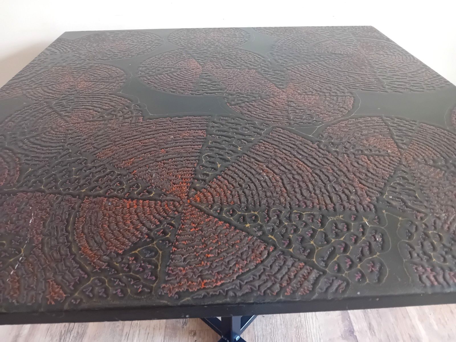 1970's  Brutalist Art Embosseddesign Mid Century  Dining /Kitchen Table photo vintage