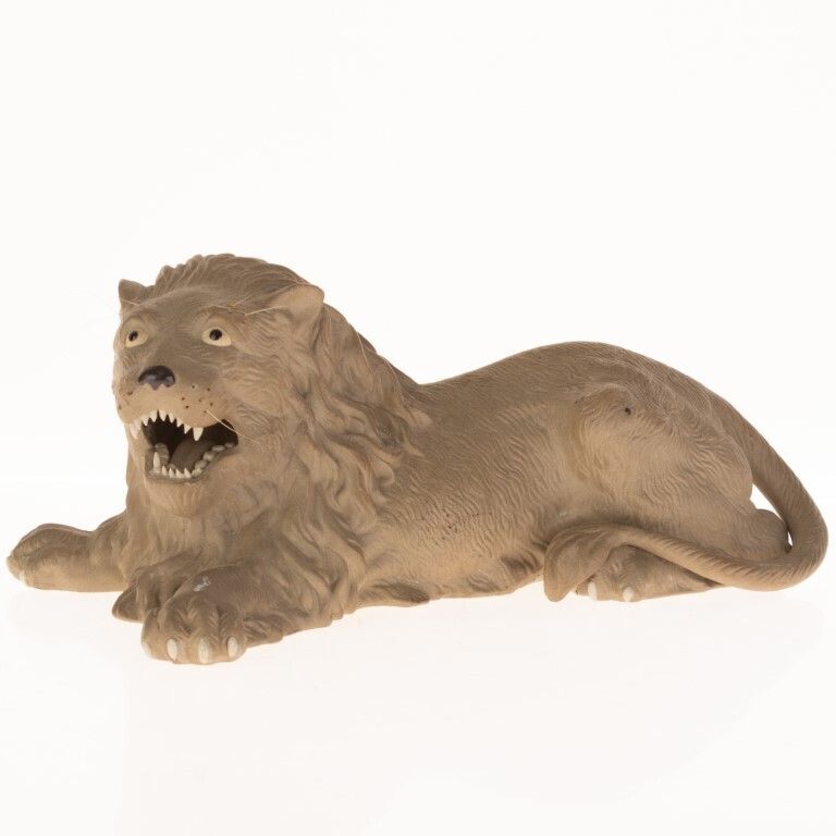 Antique Early 20th Century Pottery Ceramic Recumbent Lion Sculpture