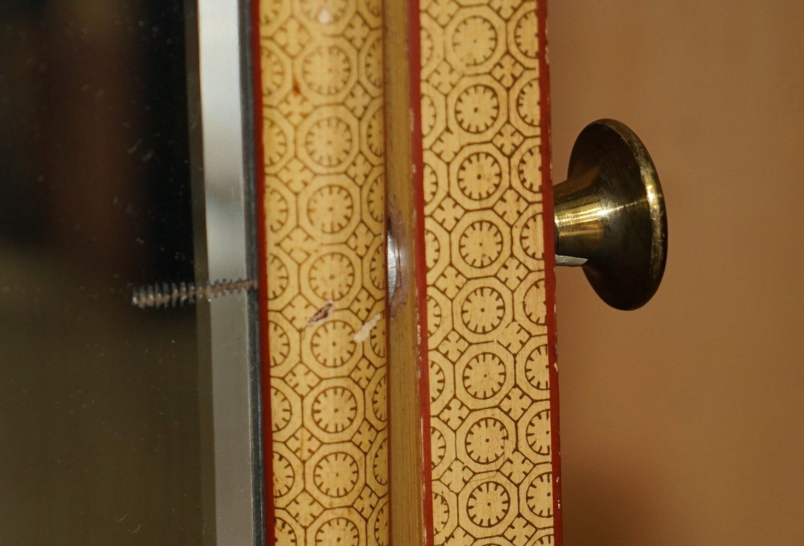 photo vinterior Stunning Antique Chinese Export Cir 1920 Hand Painted & Lacquered Cheval Mirror