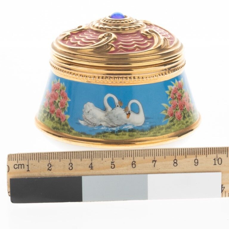 Franklin Mint Gilt Porcelain Faberge Collection Musical Box photo for sale