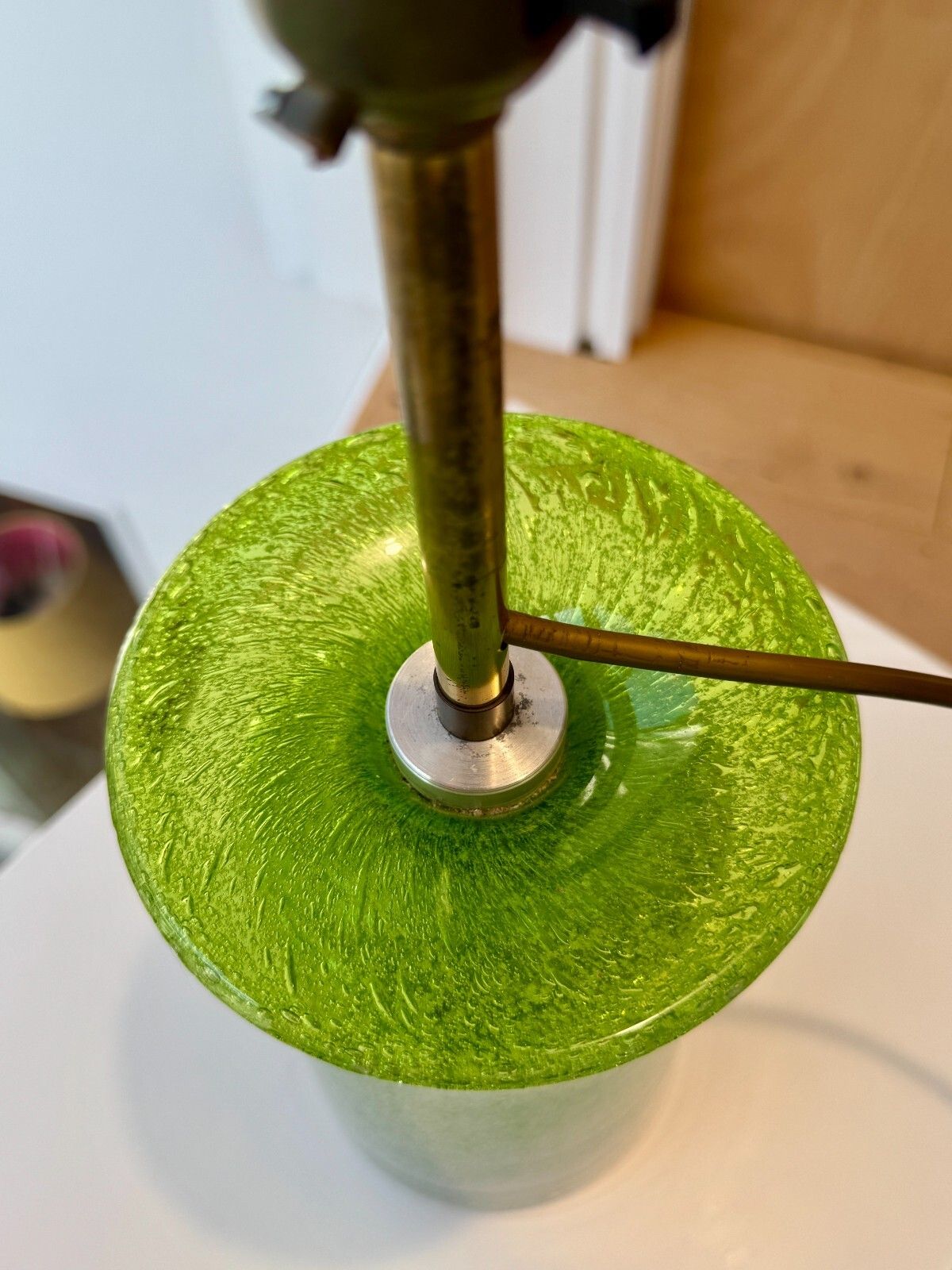 Rare Mcm Cased Glass Bubble Vase Heinrich Löffelhardt Schott Zwiesel Table Lamp photo vinterior
