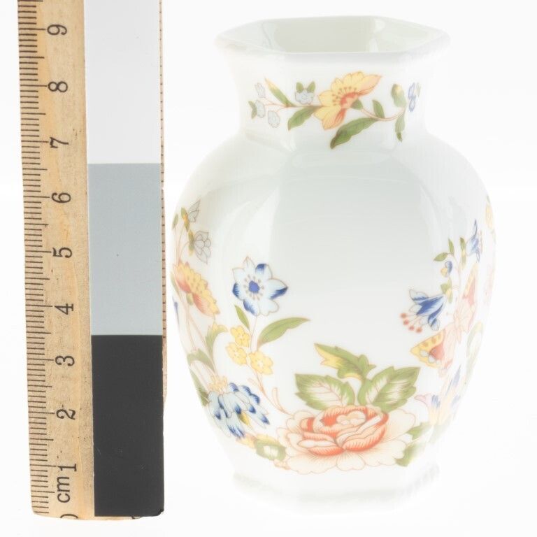 Aynsley Porcelain Ceramic Floral Butterflies Vase photo for sale