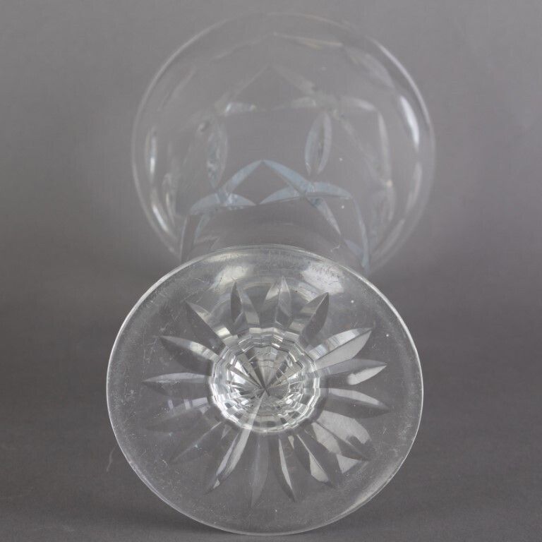 Antique Cut Crystal Glass Footed Trumpet Vase photo furniture