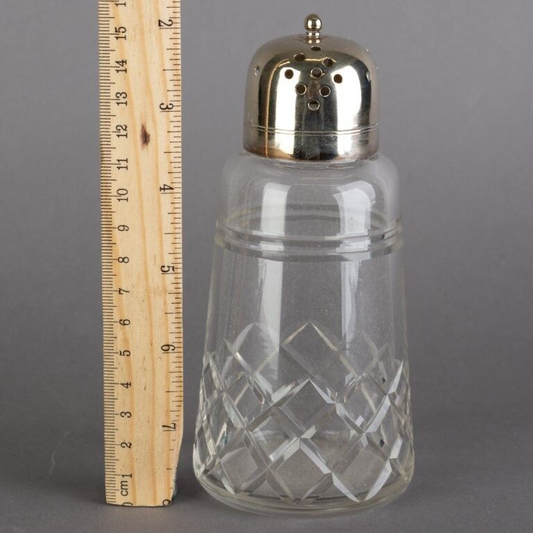 Antique Cut Crystal Glass Silver Plated Shaker photo for sale