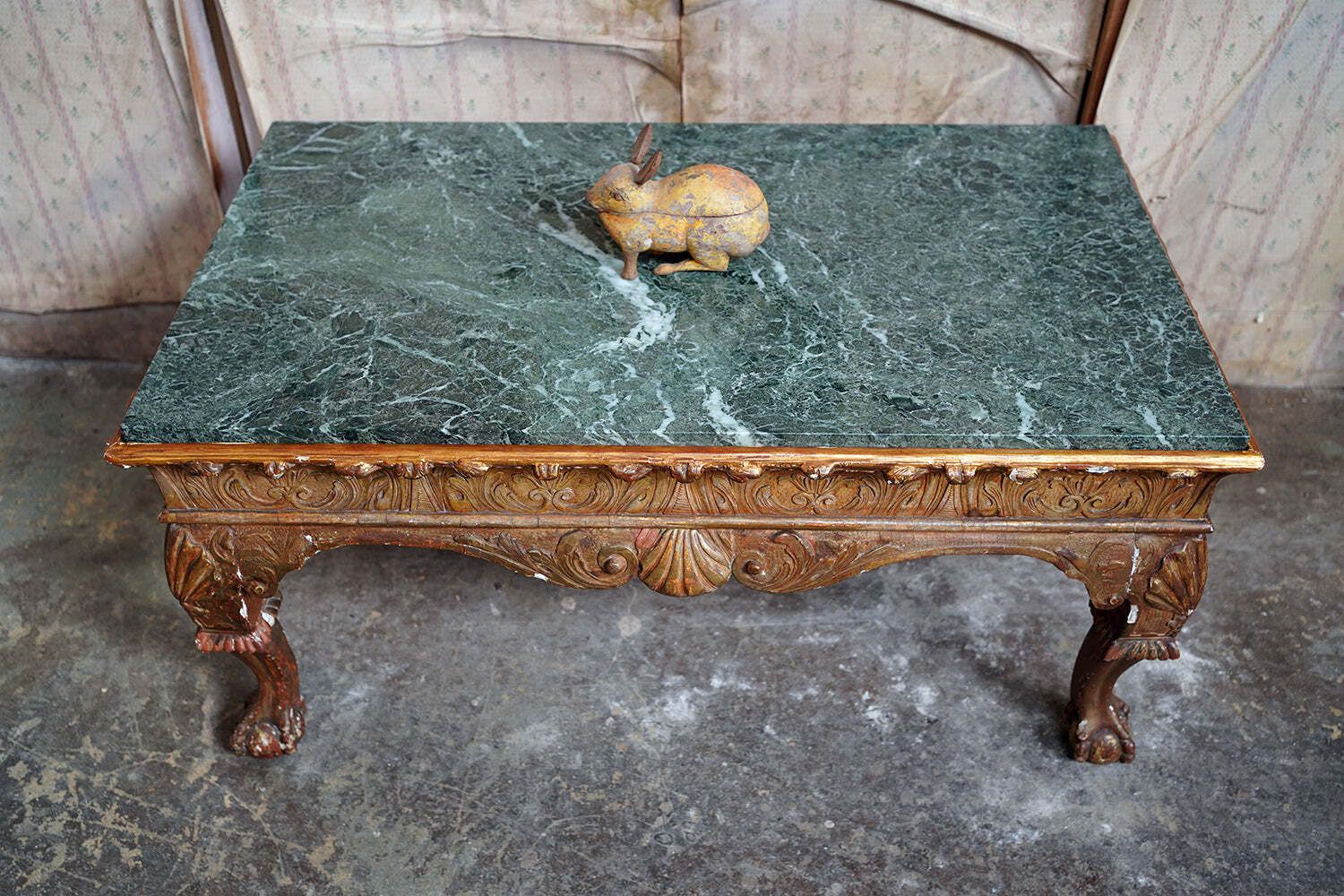 A George II Marble Topped Giltwood & Gesso Low Table C.1740 photo vintage