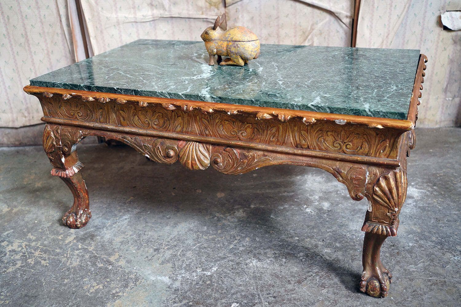 photo buy A George II Marble Topped Giltwood & Gesso Low Table C.1740