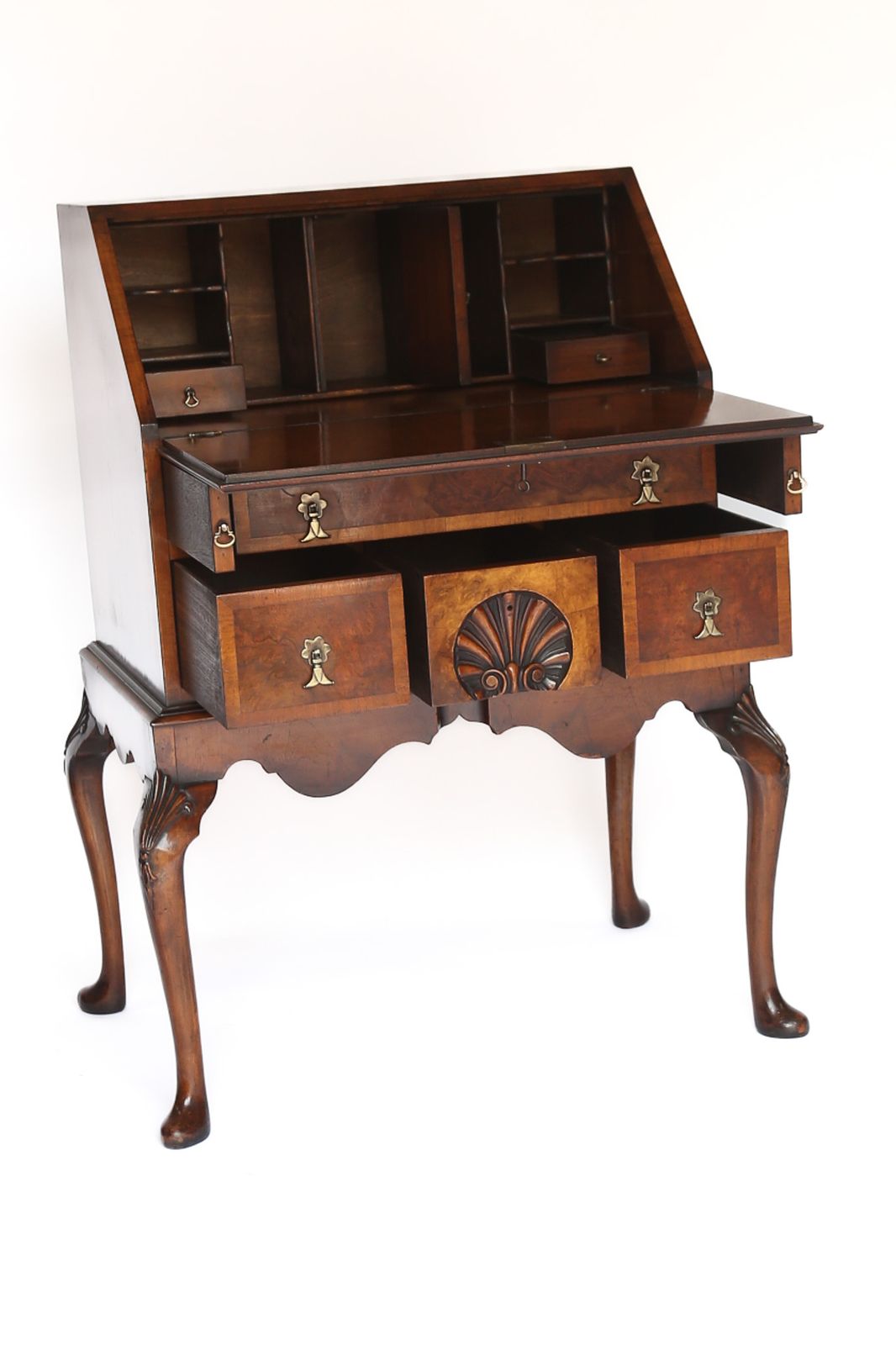 photo furniture Georgian Style Walnut & Carved Bureau Circa 1930s