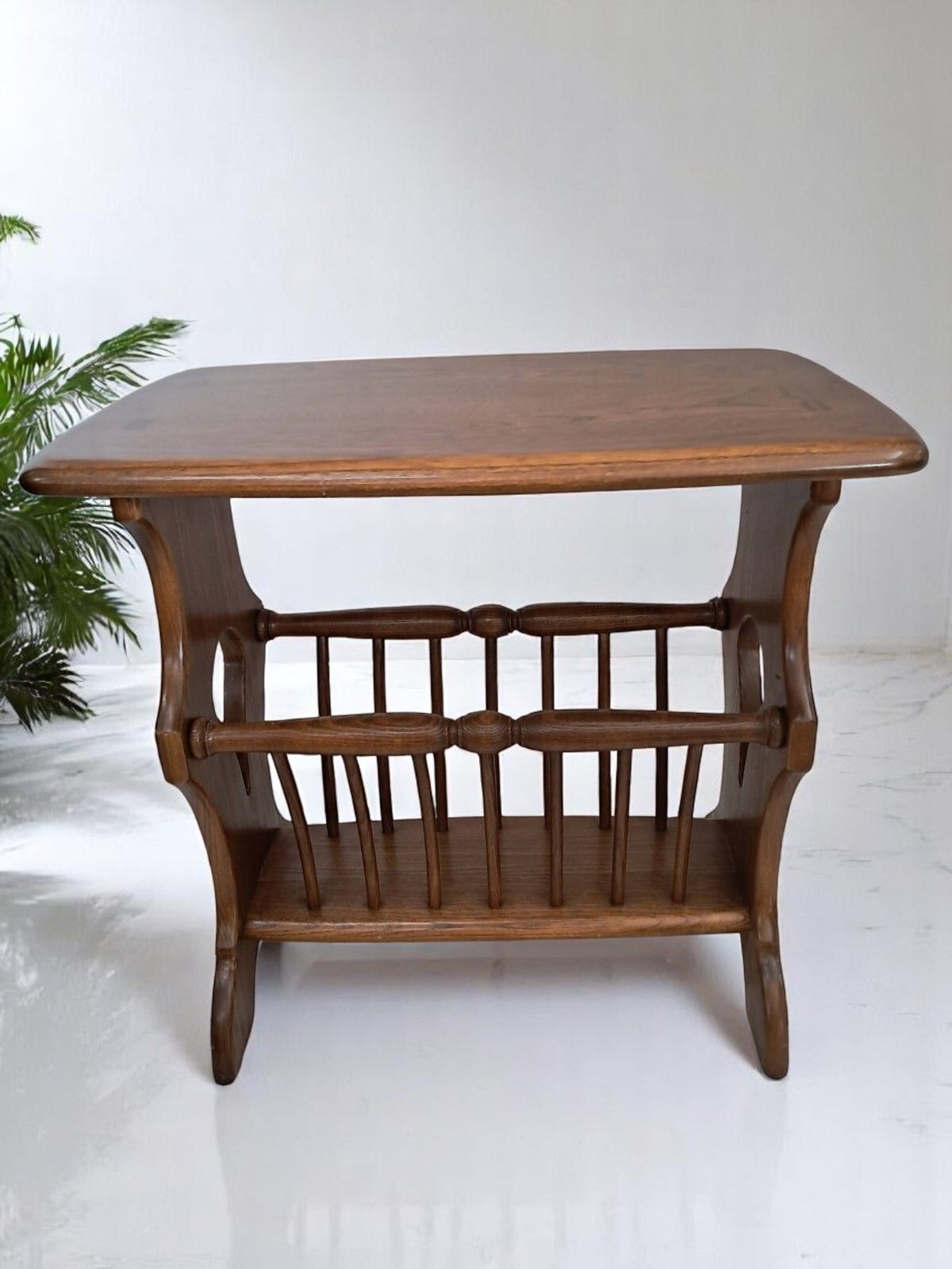 photo furniture Vintage Ercol Magazine Rack Side Table Solid Elm Chaucer 974 | 1990's Vgc