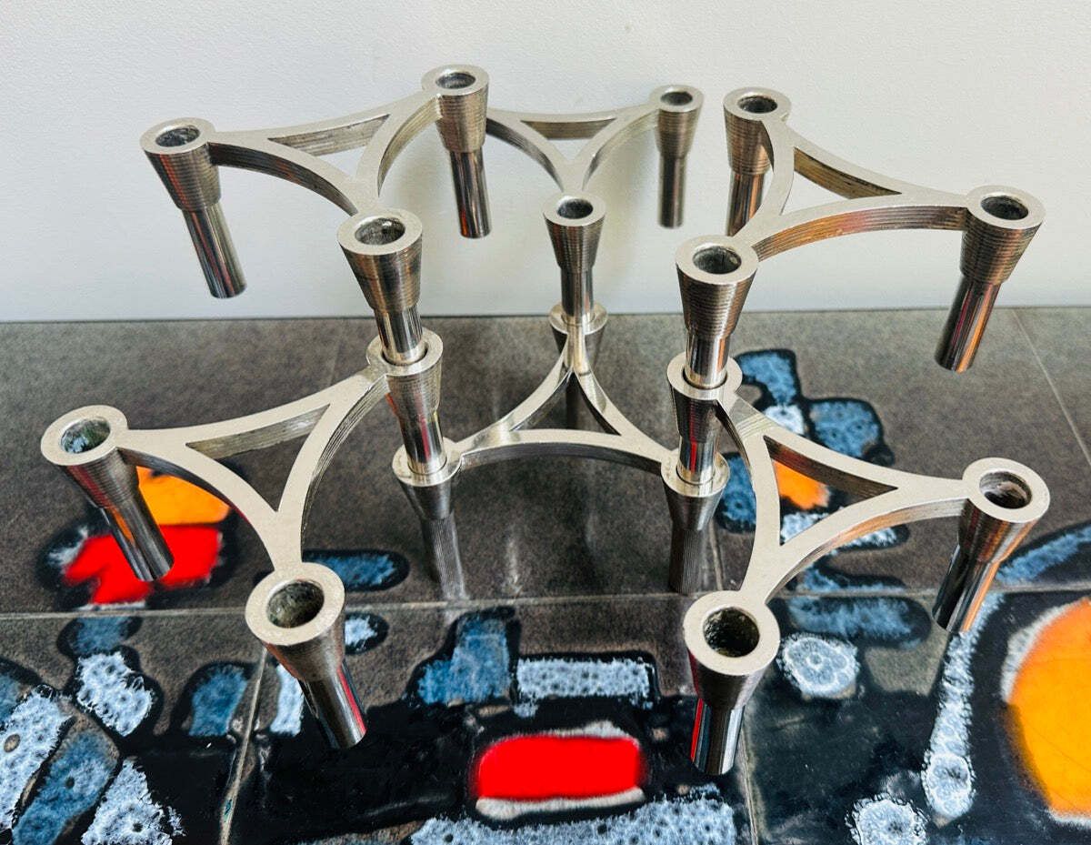 Set Of Six German 1960s 3plus Sinodin Silver Plated Interlocking Candle Holders photo furniture