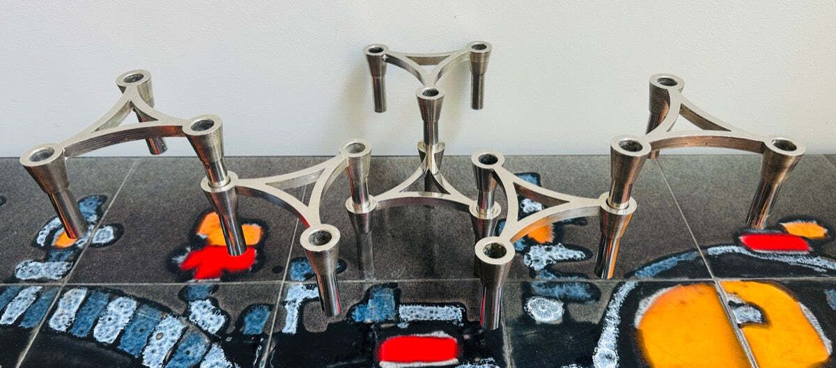 Set Of Six German 1960s 3plus Sinodin Silver Plated Interlocking Candle Holders photo vinterior