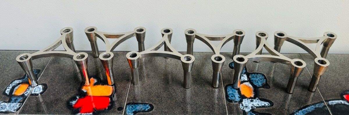 295.0 Set Of Six German 1960s 3plus Sinodin Silver Plated Interlocking Candle Holders photo