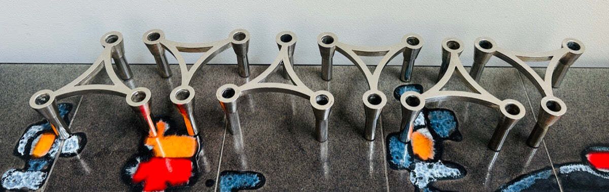 photo vinterior Set Of Six German 1960s 3plus Sinodin Silver Plated Interlocking Candle Holders