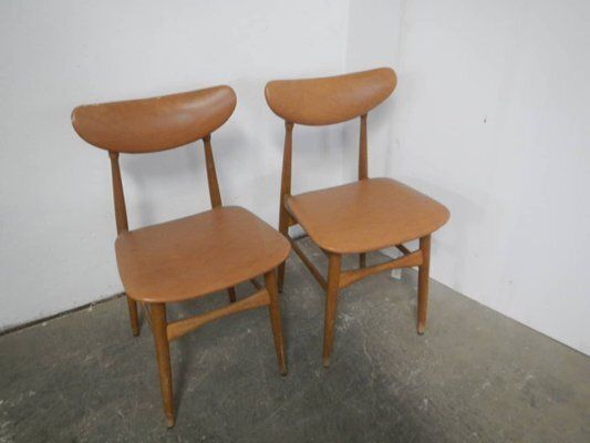 Set Of Chairs In Beech And Imitation Leather, 1950 photo furniture